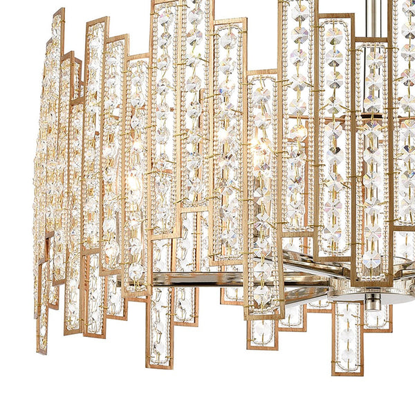 Atlas Equilibrium 5-Light Chandelier - Striking Modern Design with Geometric Silhouettes and Crystals Matte Gold 24'' CL12239-GD