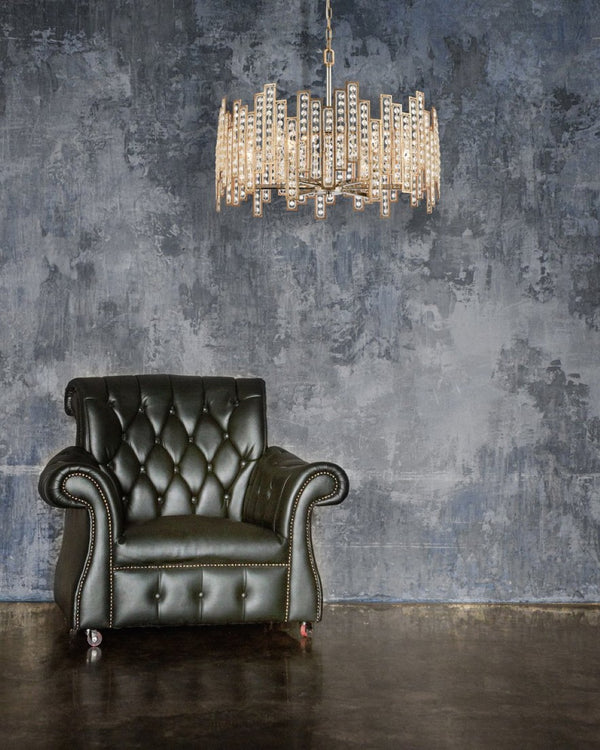 Atlas Equilibrium 5-Light Chandelier - Striking Modern Design with Geometric Silhouettes and Crystals Matte Gold 24'' CL12239-GD
