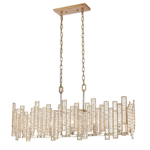 Atlas Equilibrium 34'' Wide 5-Light Linear Chandelier - Modern Matte Gold with Crystal Accents for Dining CL12240-GD