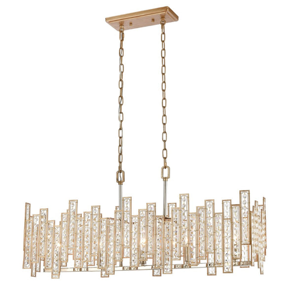 Atlas Equilibrium 34'' Wide 5-Light Linear Chandelier - Modern Matte Gold with Crystal Accents for Dining CL12240-GD