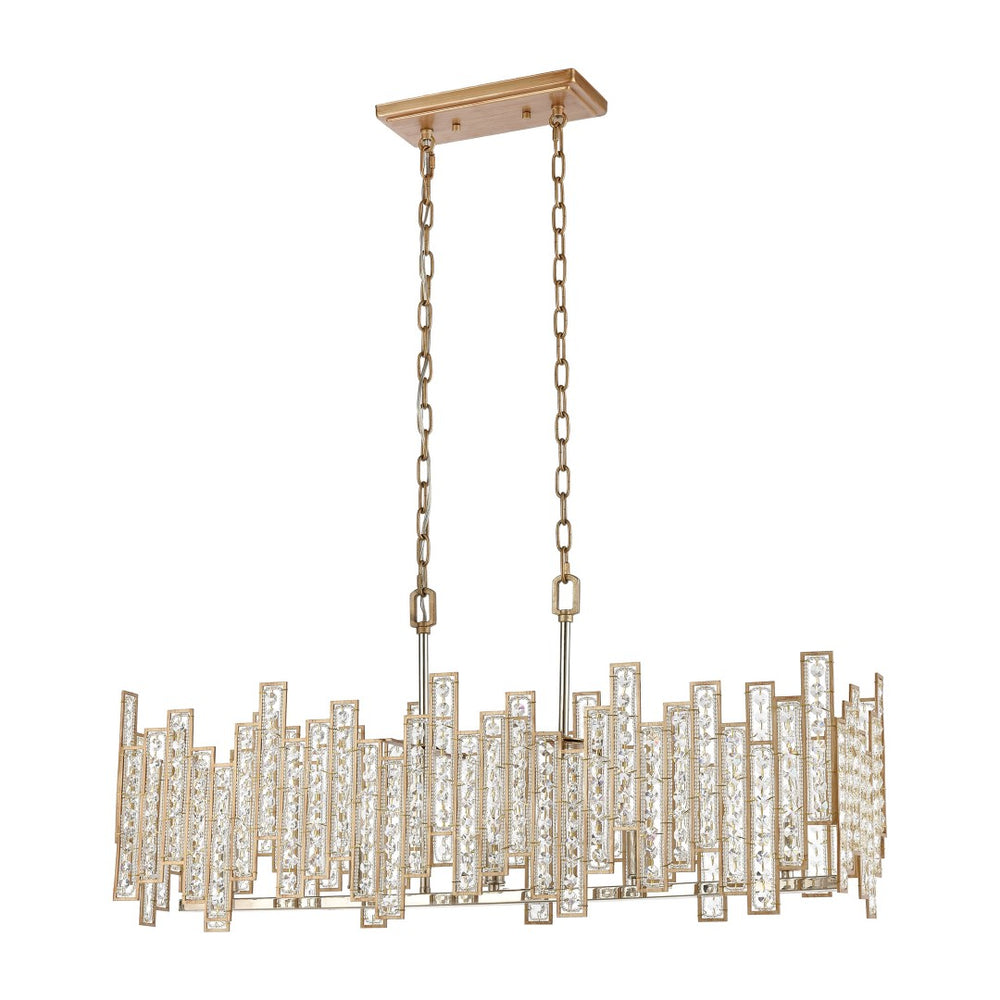 Atlas Equilibrium 34'' Wide 5-Light Linear Chandelier - Modern Matte Gold with Crystal Accents for Dining CL12240-GD