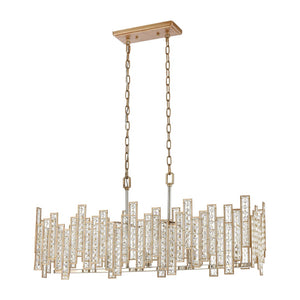 Atlas Equilibrium 34'' Wide 5-Light Linear Chandelier - Modern Matte Gold with Crystal Accents for Dining CL12240-GD
