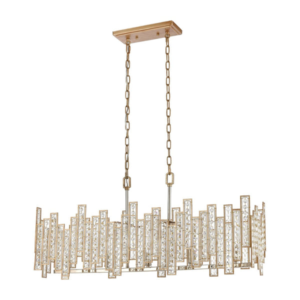 Atlas Equilibrium 34'' Wide 5-Light Linear Chandelier - Modern Matte Gold with Crystal Accents for Dining CL12240-GD