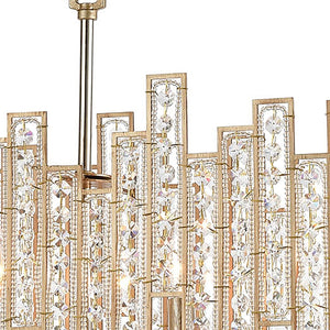 Atlas Equilibrium 34'' Wide 5-Light Linear Chandelier - Modern Matte Gold with Crystal Accents for Dining CL12240-GD