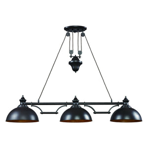 Atlas Farmhouse 2-Light Linear Chandelier - Elegant Rustic Design for Dining, Kitchen, or Entryway Spaces Oiled Bronze 56'' CL12244-BZ