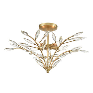 Atlas Flora Grace 28'' Wide 5-Light Semi Flush Mount - Elegant Champagne Gold Crystal Design for Any Room CL12246-GD