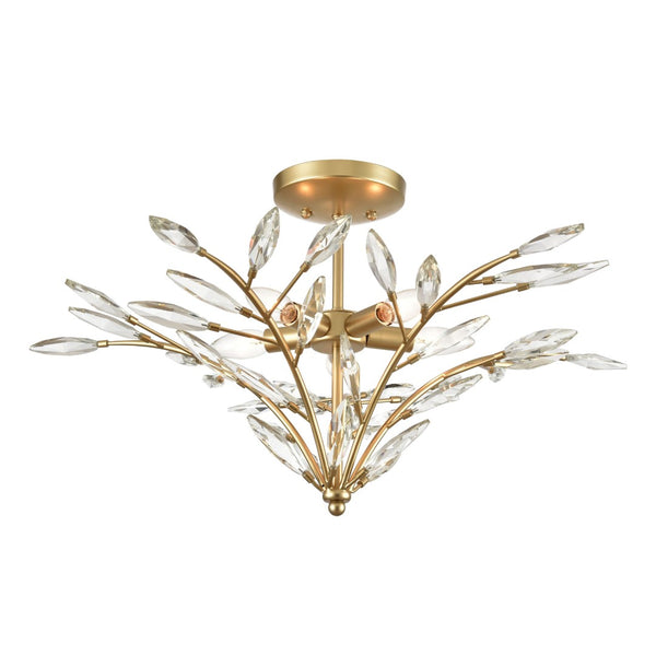 Atlas Flora Grace 28'' Wide 5-Light Semi Flush Mount - Elegant Champagne Gold Crystal Design for Any Room CL12246-GD