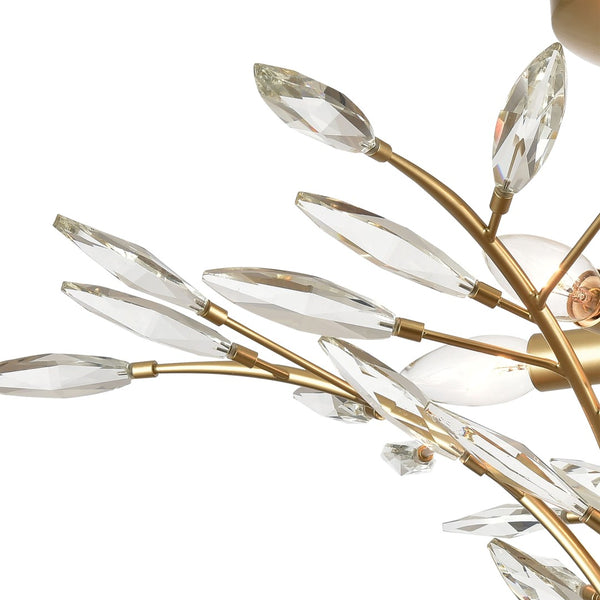 Atlas Flora Grace 28'' Wide 5-Light Semi Flush Mount - Elegant Champagne Gold Crystal Design for Any Room CL12246-GD