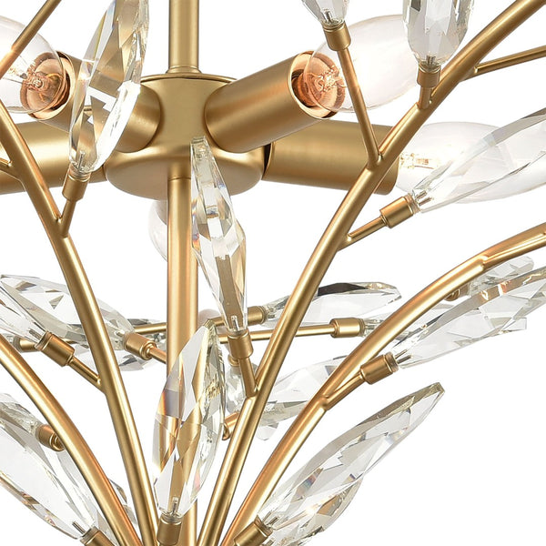 Atlas Flora Grace 28'' Wide 5-Light Semi Flush Mount - Elegant Champagne Gold Crystal Design for Any Room CL12246-GD