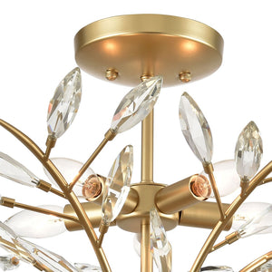 Atlas Flora Grace 28'' Wide 5-Light Semi Flush Mount - Elegant Champagne Gold Crystal Design for Any Room CL12246-GD