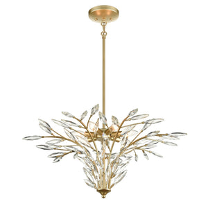 Atlas Flora 7-Light Chandelier - Elegant Botanical Design with Crystal Leaflets for Modern Interiors Champagne Gold 28'' CL12247-GD