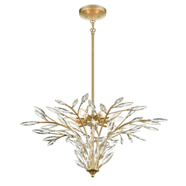 Atlas Flora 7-Light Chandelier - Elegant Botanical Design with Crystal Leaflets for Modern Interiors Champagne Gold 28'' CL12247-GD