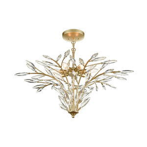 Atlas Flora 7-Light Chandelier - Elegant Botanical Design with Crystal Leaflets for Modern Interiors Champagne Gold 28'' CL12247-GD