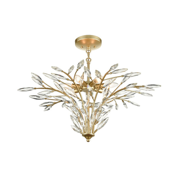 Atlas Flora 7-Light Chandelier - Elegant Botanical Design with Crystal Leaflets for Modern Interiors Champagne Gold 28'' CL12247-GD