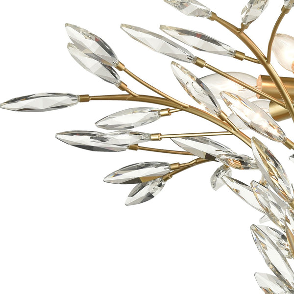 Atlas Flora 7-Light Chandelier - Elegant Botanical Design with Crystal Leaflets for Modern Interiors Champagne Gold 28'' CL12247-GD