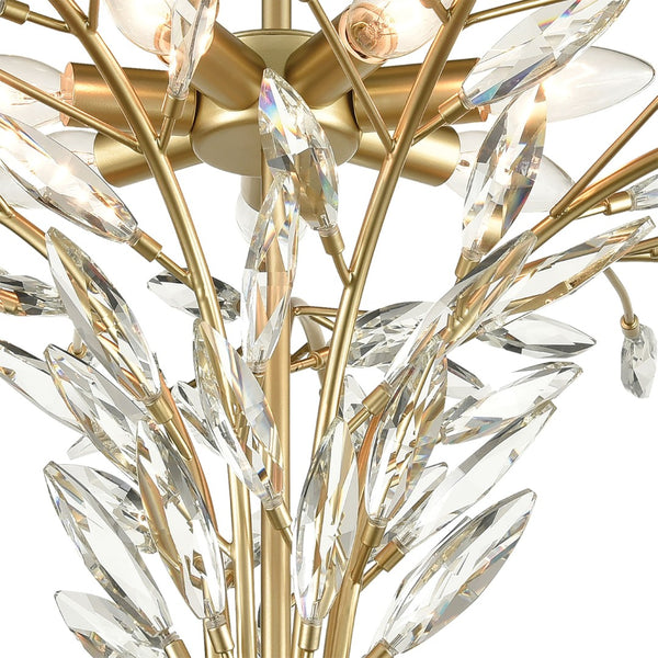 Atlas Flora 7-Light Chandelier - Elegant Botanical Design with Crystal Leaflets for Modern Interiors Champagne Gold 28'' CL12247-GD