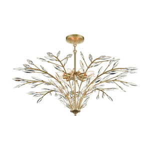 Atlas Flora 7-Light Chandelier - Elegant Botanical Design with Crystal Leaflets for Modern Interiors Champagne Gold 38'' CL12248-GD