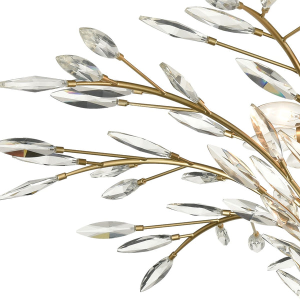 Atlas Flora 7-Light Chandelier - Elegant Botanical Design with Crystal Leaflets for Modern Interiors Champagne Gold 38'' CL12248-GD