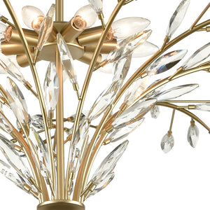 Atlas Flora 7-Light Chandelier - Elegant Botanical Design with Crystal Leaflets for Modern Interiors Champagne Gold 38'' CL12248-GD