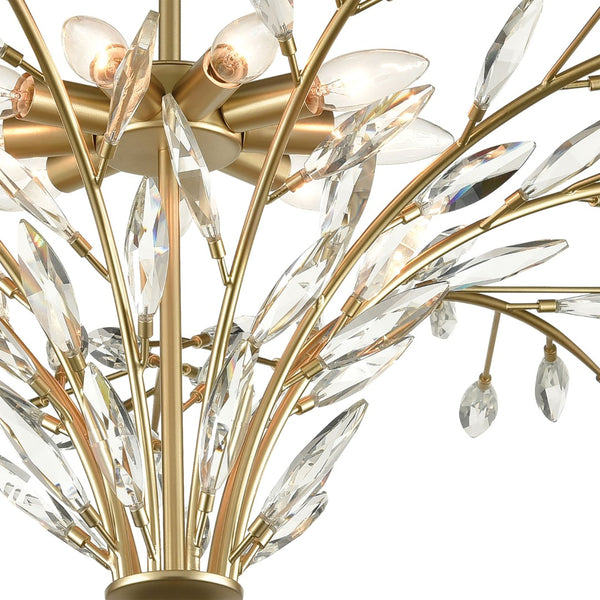 Atlas Flora 7-Light Chandelier - Elegant Botanical Design with Crystal Leaflets for Modern Interiors Champagne Gold 38'' CL12248-GD