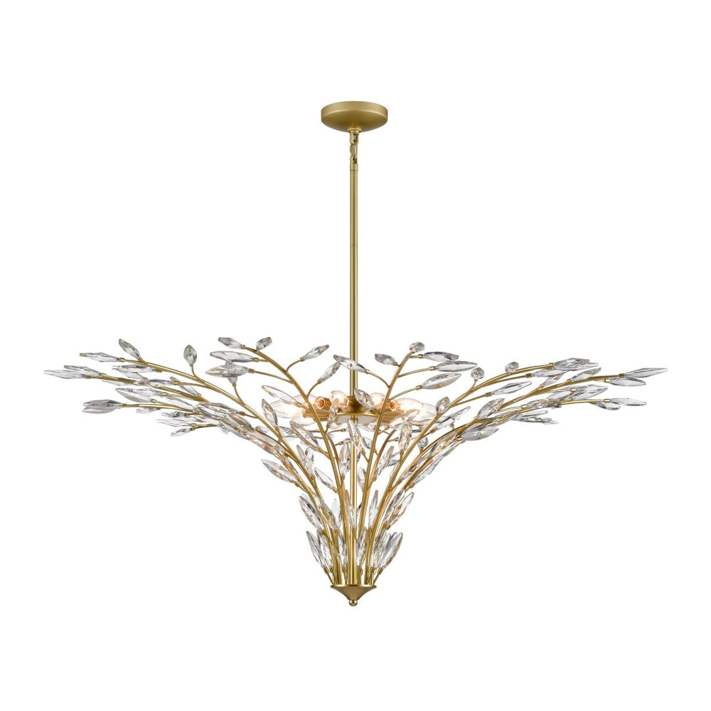 Atlas Flora 7-Light Chandelier - Elegant Botanical Design with Crystal Leaflets for Modern Interiors Champagne Gold 50'' CL12249-GD