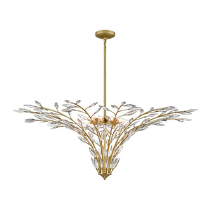 Atlas Flora 7-Light Chandelier - Elegant Botanical Design with Crystal Leaflets for Modern Interiors Champagne Gold 50'' CL12249-GD