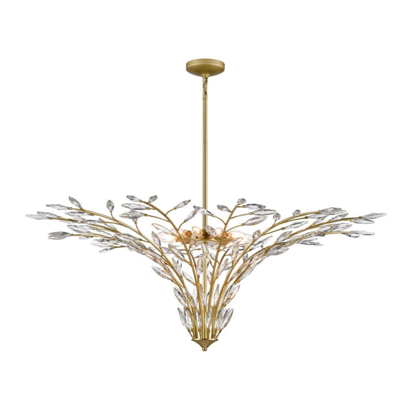 Atlas Flora 7-Light Chandelier - Elegant Botanical Design with Crystal Leaflets for Modern Interiors Champagne Gold 50'' CL12249-GD