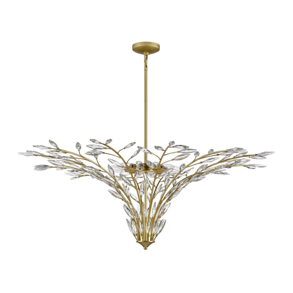 Atlas Flora 7-Light Chandelier - Elegant Botanical Design with Crystal Leaflets for Modern Interiors Champagne Gold 50'' CL12249-GD