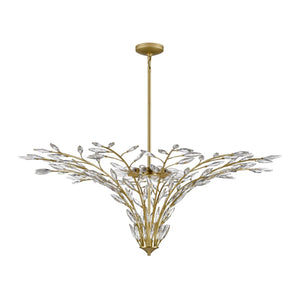 Atlas Flora 7-Light Chandelier - Elegant Botanical Design with Crystal Leaflets for Modern Interiors Champagne Gold 50'' CL12249-GD