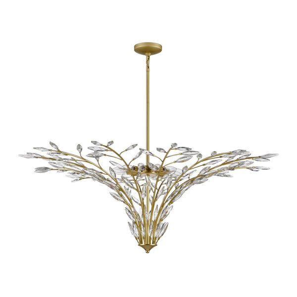 Atlas Flora 7-Light Chandelier - Elegant Botanical Design with Crystal Leaflets for Modern Interiors Champagne Gold 50'' CL12249-GD