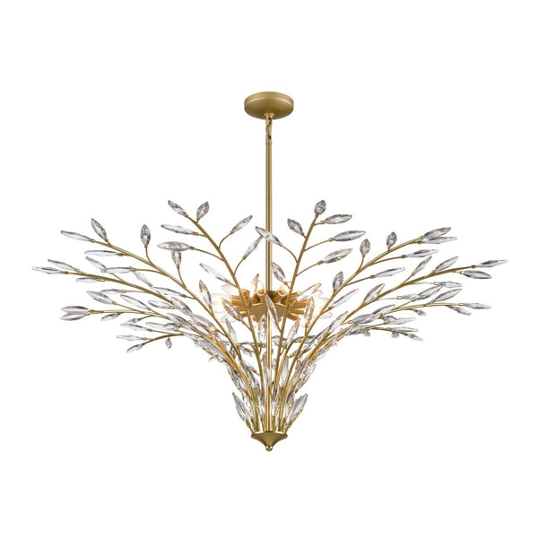 Atlas Flora 7-Light Chandelier - Elegant Botanical Design with Crystal Leaflets for Modern Interiors Champagne Gold 50'' CL12249-GD