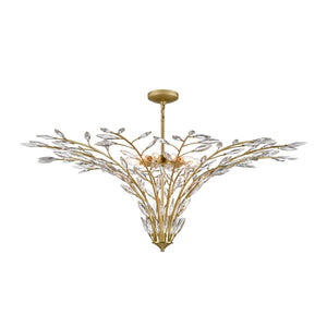 Atlas Flora 7-Light Chandelier - Elegant Botanical Design with Crystal Leaflets for Modern Interiors Champagne Gold 50'' CL12249-GD