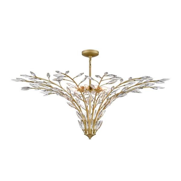 Atlas Flora 7-Light Chandelier - Elegant Botanical Design with Crystal Leaflets for Modern Interiors Champagne Gold 50'' CL12249-GD
