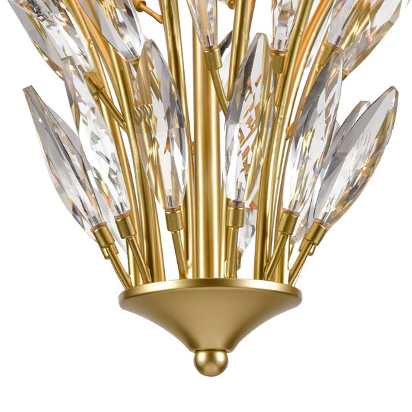 Atlas Flora 7-Light Chandelier - Elegant Botanical Design with Crystal Leaflets for Modern Interiors Champagne Gold 50'' CL12249-GD
