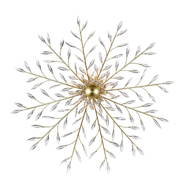 Atlas Flora 7-Light Chandelier - Elegant Botanical Design with Crystal Leaflets for Modern Interiors Champagne Gold 50'' CL12249-GD