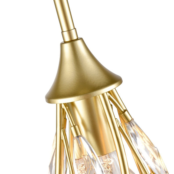 Atlas Flora Grace 7" Wide Mini Pendant Light - Champagne Gold with Crystal Leaf Accents for Elegance CL12250-GD
