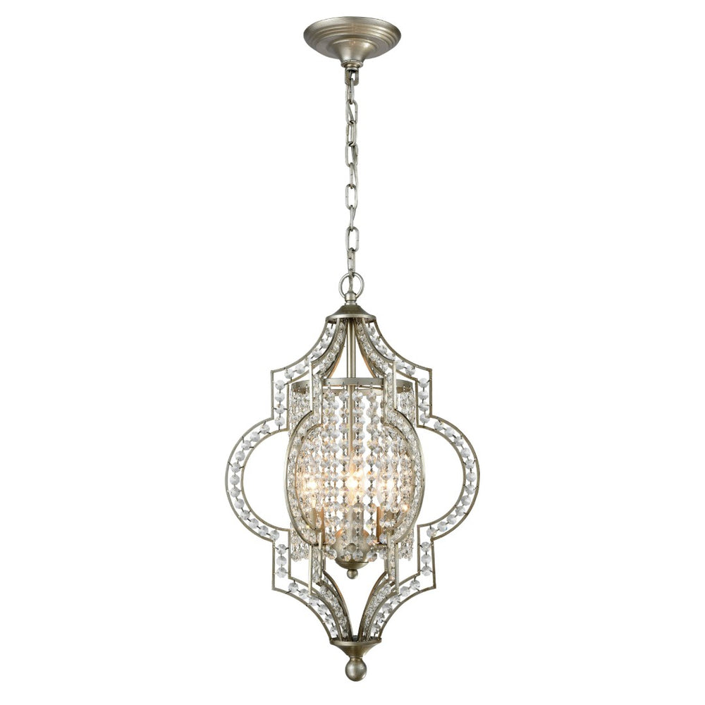 Atlas Gabrielle 14" Wide 3-Light Chandelier - Aged Silver Elegance with Crystal Accents for Glamorous Spaces CL12257-SV