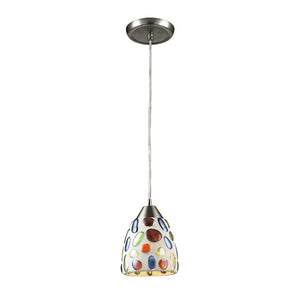 Atlas Gemstone 6'' Wide Handcrafted Glass Pendant Light - Artisanal Satin Nickel Fixture for Unique Spaces CL12258-MU