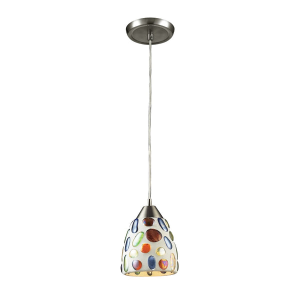 Atlas Gemstone 6'' Wide Handcrafted Glass Pendant Light - Artisanal Satin Nickel Fixture for Unique Spaces CL12258-MU