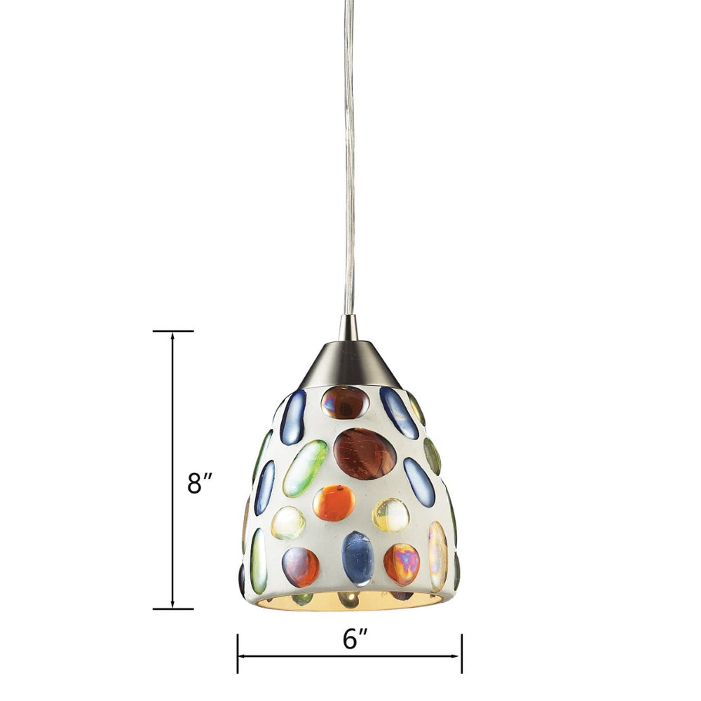 Atlas Gemstone 6'' Wide Handcrafted Glass Pendant Light - Artisanal Satin Nickel Fixture for Unique Spaces CL12258-MU