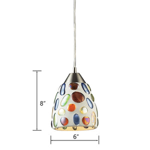 Atlas Gemstone 6'' Wide Handcrafted Glass Pendant Light - Artisanal Satin Nickel Fixture for Unique Spaces CL12258-MU
