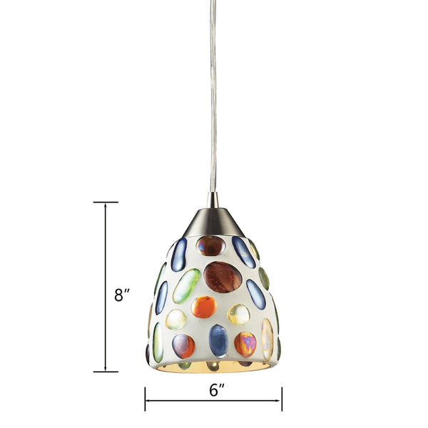 Atlas Gemstone 6'' Wide Handcrafted Glass Pendant Light - Artisanal Satin Nickel Fixture for Unique Spaces CL12258-MU