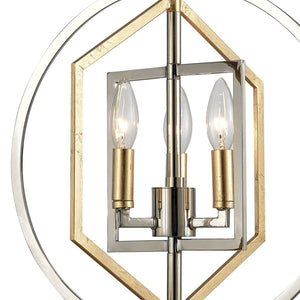 Atlas Geosphere Chandelier - Contemporary 3-Light Fixture with Geometric Design & Luxurious Gold Accents Polished Nickel 15'' CL12260-NK