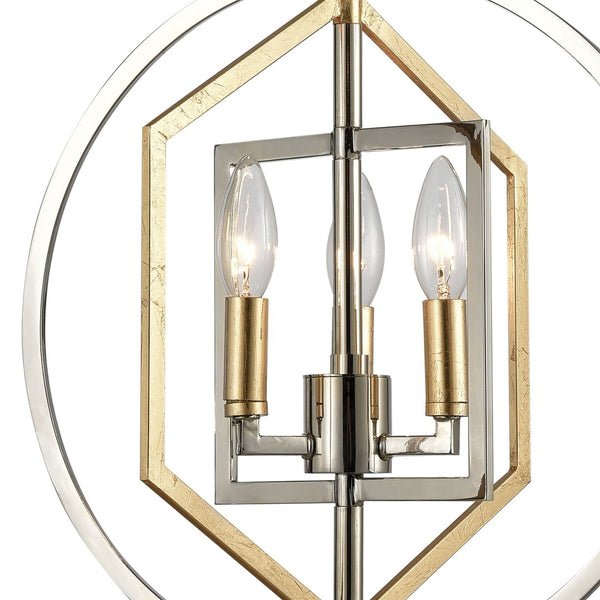 Atlas Geosphere Chandelier - Contemporary 3-Light Fixture with Geometric Design & Luxurious Gold Accents Polished Nickel 15'' CL12260-NK