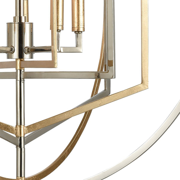 Atlas Geosphere Chandelier - Contemporary 3-Light Fixture with Geometric Design & Luxurious Gold Accents Polished Nickel 27'' CL12261-NK