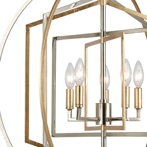 Atlas Geosphere Chandelier - Contemporary 3-Light Fixture with Geometric Design & Luxurious Gold Accents Polished Nickel 27'' CL12261-NK
