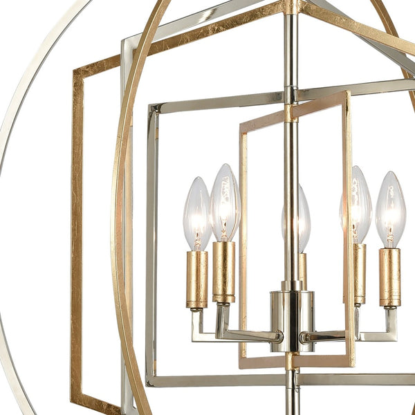 Atlas Geosphere Chandelier - Contemporary 3-Light Fixture with Geometric Design & Luxurious Gold Accents Polished Nickel 27'' CL12261-NK