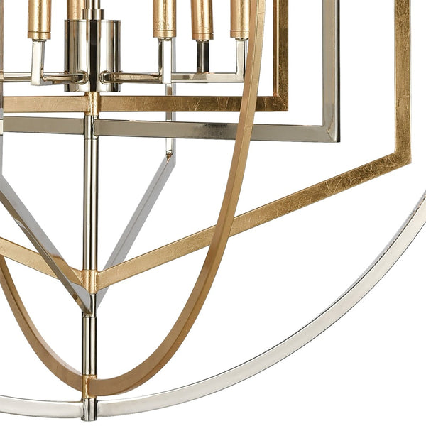 Atlas Geosphere Chandelier - Contemporary 3-Light Fixture with Geometric Design & Luxurious Gold Accents Polished Nickel 36'' CL12262-NK