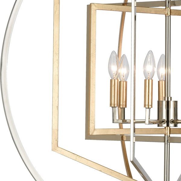 Atlas Geosphere Chandelier - Contemporary 3-Light Fixture with Geometric Design & Luxurious Gold Accents Polished Nickel 36'' CL12262-NK