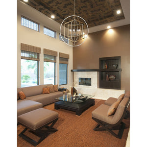 Atlas Geosphere Chandelier - Contemporary 3-Light Fixture with Geometric Design & Luxurious Gold Accents Polished Nickel 36'' CL12262-NK